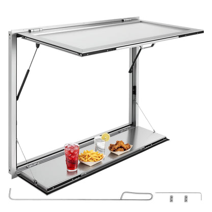 VEVOR Concession Window Folding Shelf 48x36in Aluminum Alloy Service Window, for Food Truck, Up to 85 Degrees, with Awning Door and Drag Hook, Rainwater Resistant - FHDGNCK4836NBJDTA001V0 - view 1