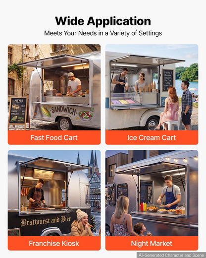 VEVOR Concession Window Folding Shelf 48x36in Aluminum Alloy Service Window, for Food Truck, Up to 85 Degrees, with Awning Door and Drag Hook, Rainwater Resistant - FHDGNCK4836NBJDTA001V0 - view 7