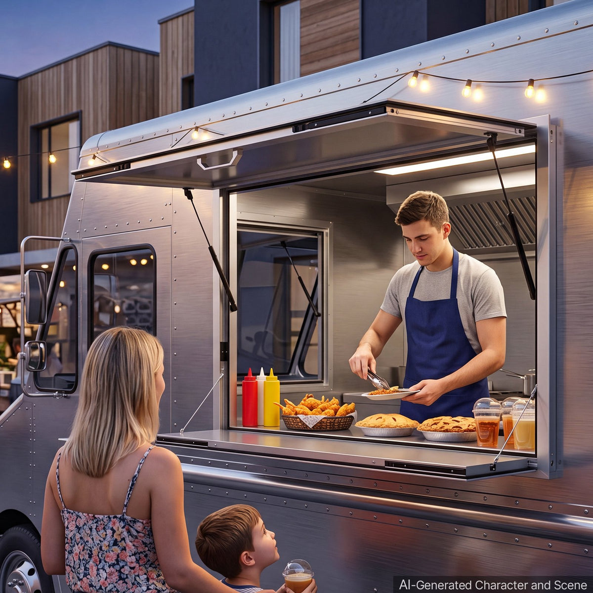 VEVOR Concession Window Folding Shelf 48x36in Aluminum Alloy Service Window, for Food Truck, Up to 85 Degrees, with Awning Door and Drag Hook, Rainwater Resistant - FHDGNCK4836NBJDTA001V0 - view 9
