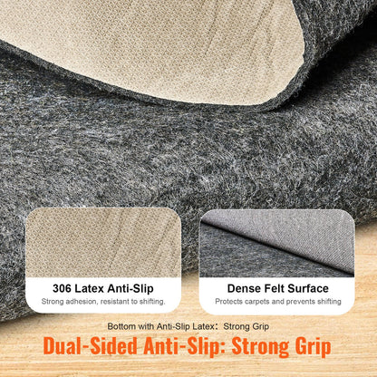 VEVOR - Slip-Resistant Rug Pad - Protective Cushioning Carpet Pad - 8' x 10' - 1/4"Thick - Dual Surface - Polyester Felt + Latex - Gray - 7-8㎡ Area Carpet Padding Rug Cushion Safe for All Floors - FHDTDBFHWFHQ4J9I6V0 - view 4