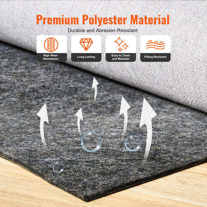 VEVOR - Slip-Resistant Rug Pad - Protective Cushioning Carpet Pad - 8' x 10' - 1/4"Thick - Dual Surface - Polyester Felt + Latex - Gray - 7-8㎡ Area Carpet Padding Rug Cushion Safe for All Floors - FHDTDBFHWFHQ4J9I6V0 - view 5