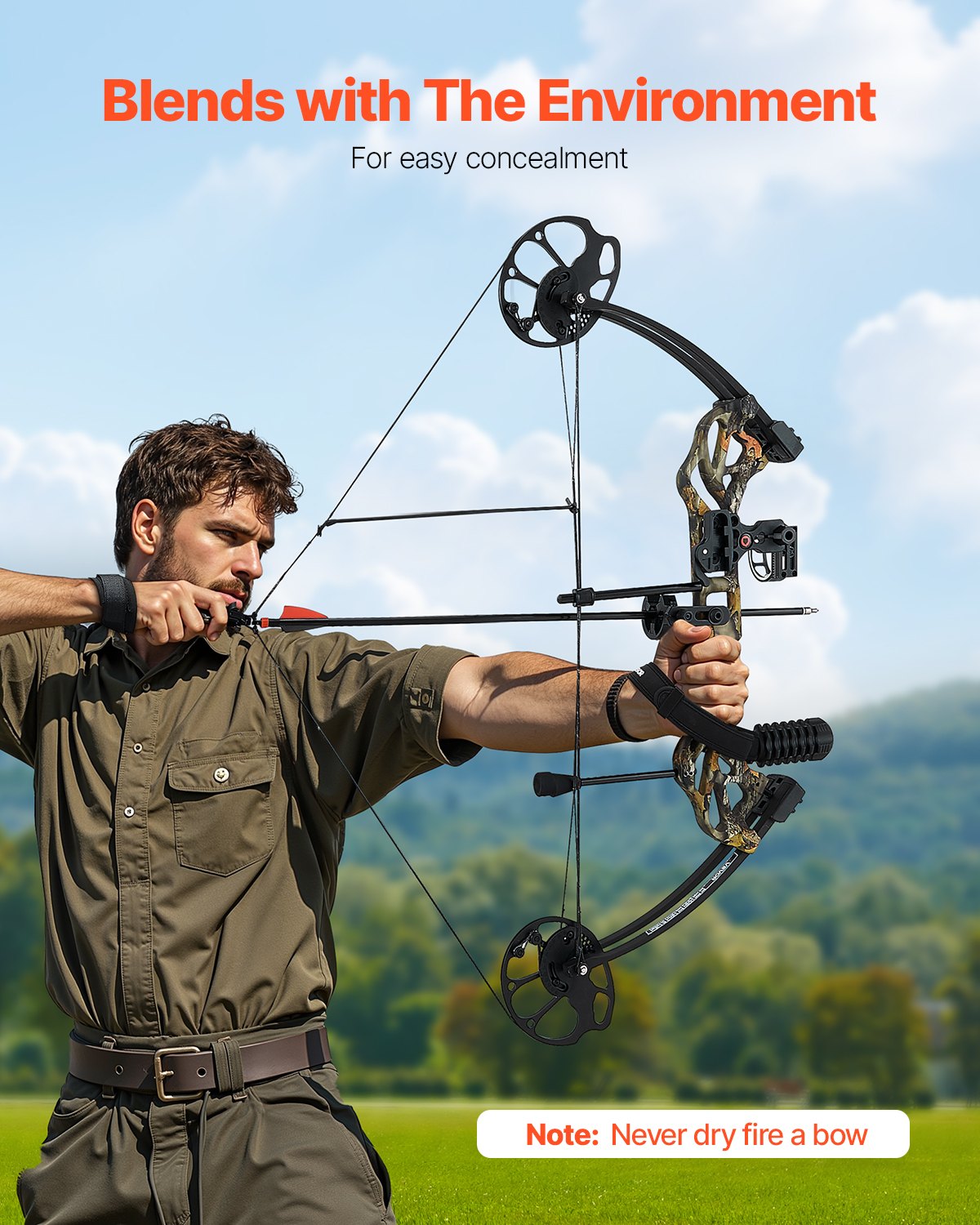 VEVOR Compound Bow Archery, Adjustable 19-30 in Draw Length Compound Bow Package for Beginner, 19-70 Lbs Draw Weight Archery Bows and Arrow Set, Right Hand Kit with Hunting Equipment, 320 fps - FHGMCYS28YC7IF37J001V0 - view 3