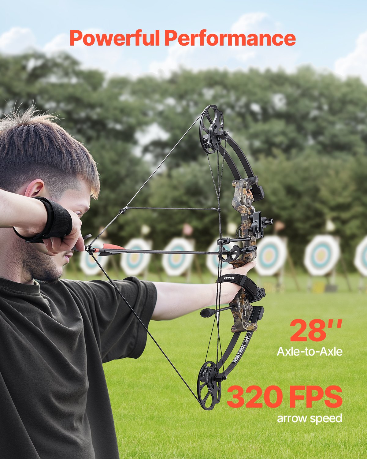 VEVOR Compound Bow Archery, Adjustable 19-30 in Draw Length Compound Bow Package for Beginner, 19-70 Lbs Draw Weight Archery Bows and Arrow Set, Right Hand Kit with Hunting Equipment, 320 fps - FHGMCYS28YC7IF37J001V0 - view 6