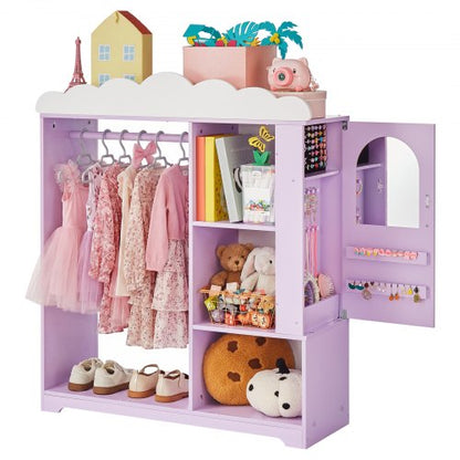 VEVOR Kids Dress Up Storage, with Jewelry Cabinet, Dress Up Closet with Mirror and Shelves, Princess Costumes Wardrobe Closet, Toddler Costume Organizer Armoire, for Bedroom, Kids Room, Girls, Purple - FHKETZBGYCMDDMW8F001V0 - view 2