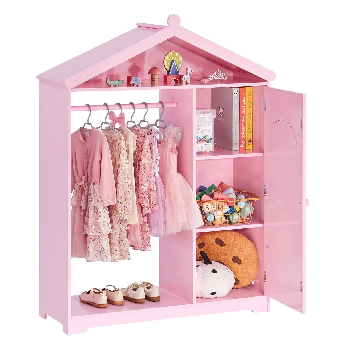 VEVOR Kids Dress Up Storage, with Mirror, Dress Up Closet, Kids Armoire Wardrobe Closet for Little Girls, Toddler Costume Organizer, Pretend Princess Storage Dresser, for Bedroom, Girls Room, Pink - FHKETZBGYCMDZEMR2001V0 - view 1