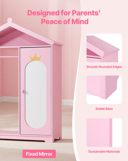 VEVOR Kids Dress Up Storage, with Mirror, Dress Up Closet, Kids Armoire Wardrobe Closet for Little Girls, Toddler Costume Organizer, Pretend Princess Storage Dresser, for Bedroom, Girls Room, Pink - FHKETZBGYCMDZEMR2001V0 - view 7
