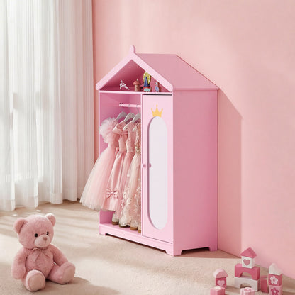VEVOR Kids Dress Up Storage, with Mirror, Dress Up Closet, Kids Armoire Wardrobe Closet for Little Girls, Toddler Costume Organizer, Pretend Princess Storage Dresser, for Bedroom, Girls Room, Pink - FHKETZBGYCMDZEMR2001V0 - view 9