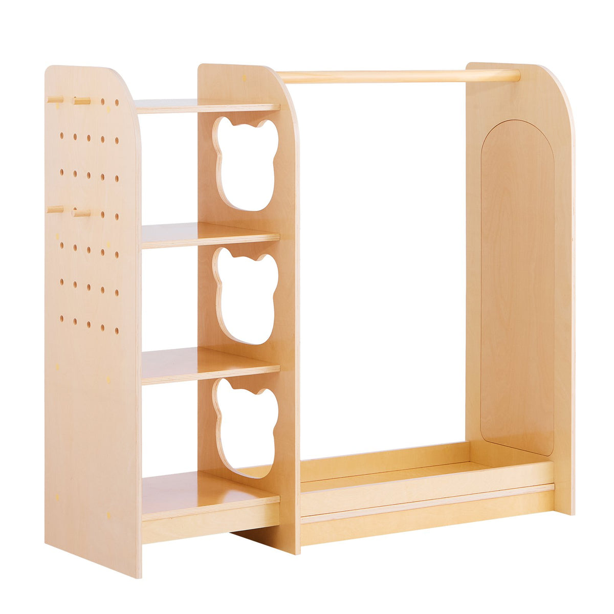 VEVOR Kids Dress Up Storage, with Mirror, Wooden Kids Dress Up Rack, Toddler Wardrobe Closet for Little Girls, Storage Armoire, Costume Organizer, Children Playroom Furniture, for Bedroom, Natural - FHKETZBGYCSMAXVTA001V0 - view 10