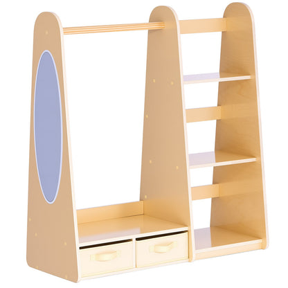 VEVOR Kids Dress Up Storage, with Mirror, Dress Up Closet, Toddler Wardrobe Closet for Little Girls, Armoire with Shelves & Bottom Tray, Costume Organizer, Toddler Room Furniture, for Bedroom, Natural - FHKETZBGYCSMTA2G1001V0 - view 10