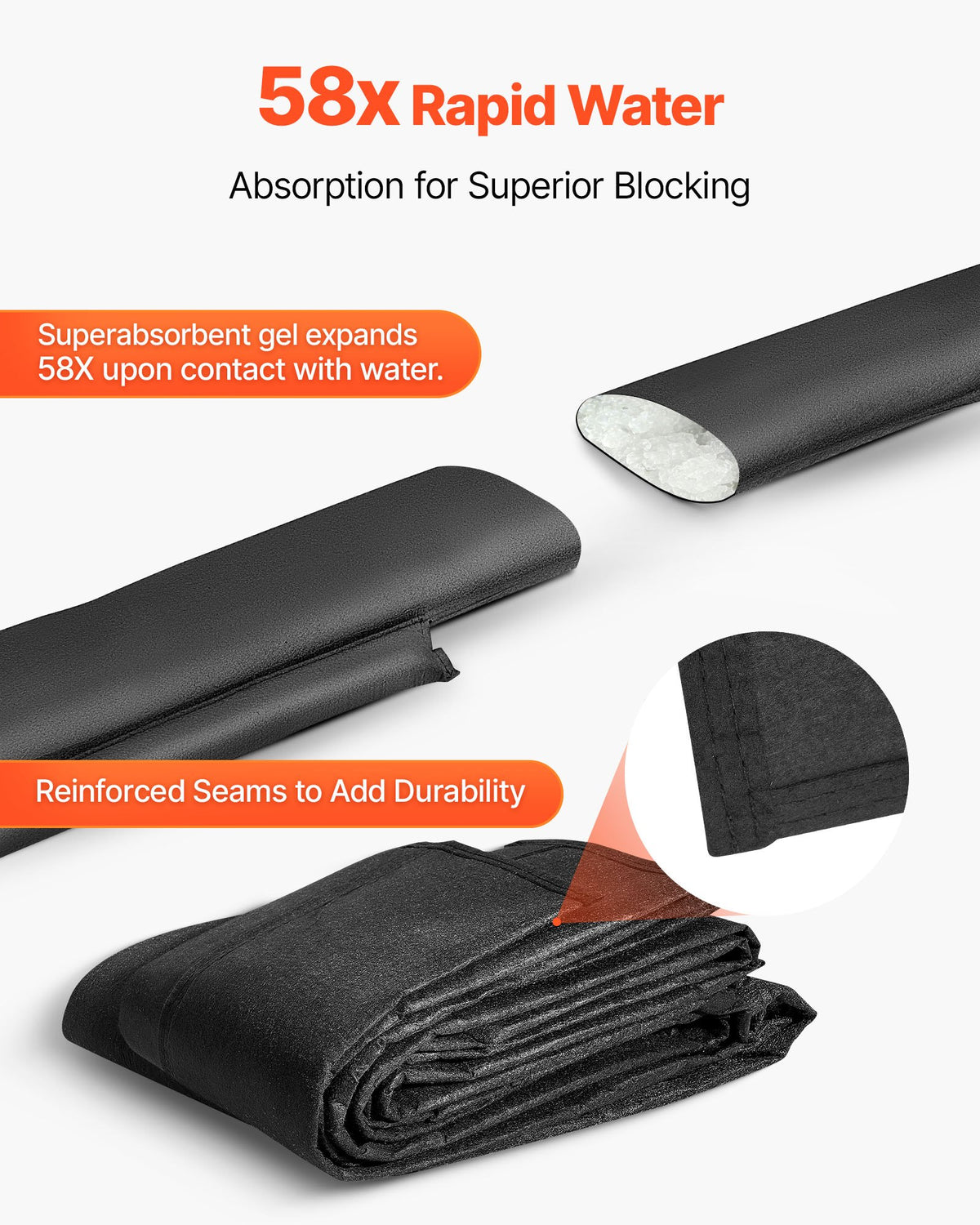 VEVOR Flood Barrier, 8 Pack, 1.6 x 1.4 ft Flood Bags Activated by Water, Water Absorbent Barrier, Sandless Sandbags Blockage, Flooding Prevention Bags for Home, Doorway, Basement, Garage - FHPZ8PCS520COIQQ1002V0 - view 4