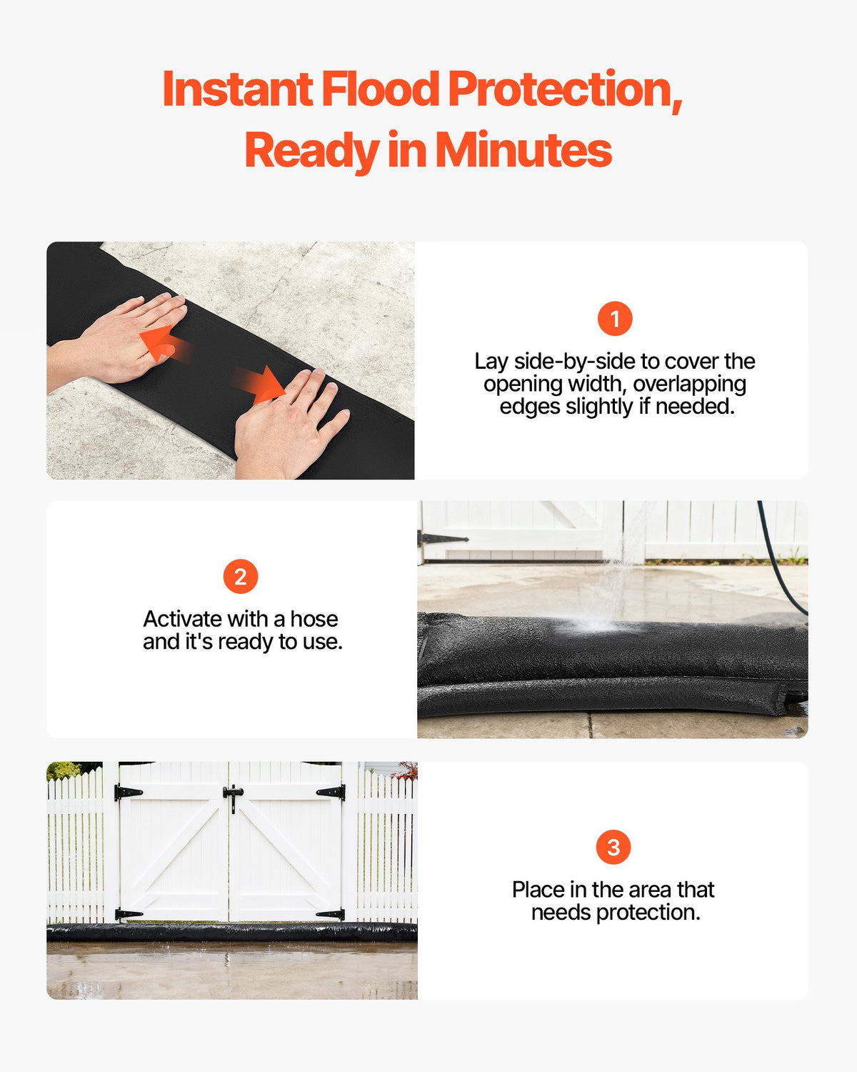VEVOR Flood Barrier, 8 Pack, 1.6 x 1.4 ft Flood Bags Activated by Water, Water Absorbent Barrier, Sandless Sandbags Blockage, Flooding Prevention Bags for Home, Doorway, Basement, Garage - FHPZ8PCS520COIQQ1002V0 - view 5