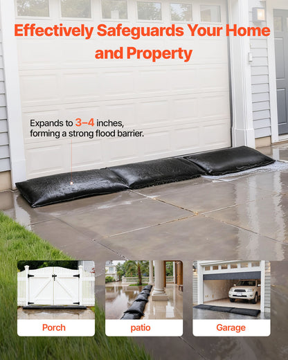 VEVOR Flood Barrier, 10 Pack, 1.4 x 2.7 ft Flood Bags with Bucket, Water Absorbent Barrier Activated by Water, Sandless Sandbags Blockage, Flooding Prevention Bags for Door, Basement, Garage - FHPZTSJHFHT838R7K001V0 - view 3