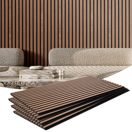 VEVOR Wood Slat Acoustic Panels, 23.6 x 47.2 inch, MDF Accent Wooden Wall Panels for Modern Interior Wall, Faux Wood Wall Board Panels for Stylish Decor and Noise Reduction, Walnut - FHXWBTQBHTMLN2P64V0 - view 1