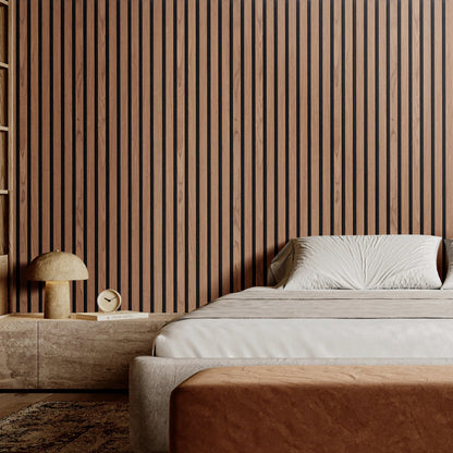 VEVOR Wood Slat Acoustic Panels, 23.6 x 47.2 inch, MDF Accent Wooden Wall Panels for Modern Interior Wall, Faux Wood Wall Board Panels for Stylish Decor and Noise Reduction, Walnut - FHXWBTQBHTMLN2P64V0 - view 9