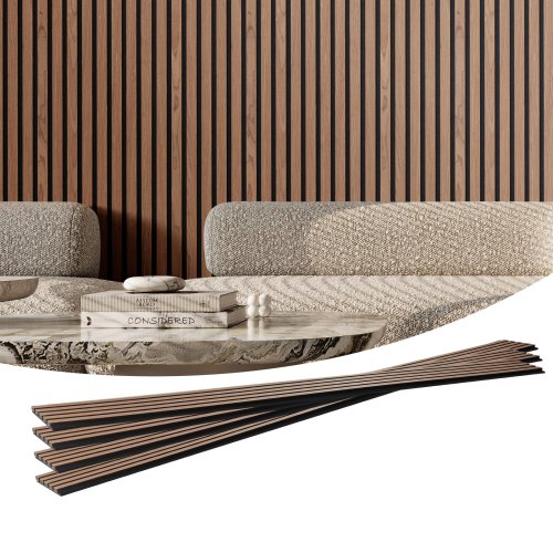VEVOR Wood Slat Acoustic Panels, 7.9 x 94.5 inch, MDF Accent Wooden Wall Panels for Modern Interior Wall, Faux Wood Wall Board Panels for Stylish Decor and Noise Reduction, Walnut - FHXWBTQBHTMLXCA3KV0 - view 2