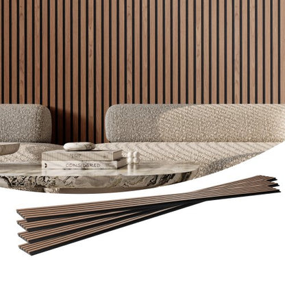 VEVOR Wood Slat Acoustic Panels, 7.9 x 94.5 inch, MDF Accent Wooden Wall Panels for Modern Interior Wall, Faux Wood Wall Board Panels for Stylish Decor and Noise Reduction, Walnut - FHXWBTQBHTMLXCA3KV0 - view 2