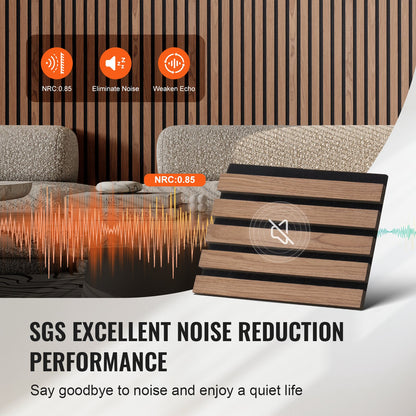 VEVOR Wood Slat Acoustic Panels, 7.9 x 94.5 inch, MDF Accent Wooden Wall Panels for Modern Interior Wall, Faux Wood Wall Board Panels for Stylish Decor and Noise Reduction, Walnut - FHXWBTQBHTMLXCA3KV0 - view 5