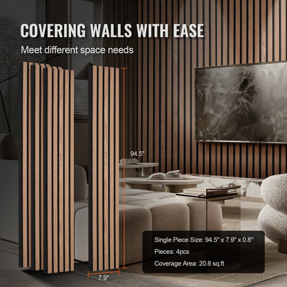 VEVOR Wood Slat Acoustic Panels, 7.9 x 94.5 inch, MDF Accent Wooden Wall Panels for Modern Interior Wall, Faux Wood Wall Board Panels for Stylish Decor and Noise Reduction, Walnut - FHXWBTQBHTMLXCA3KV0 - view 7