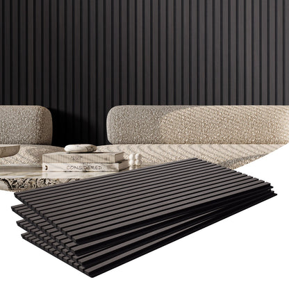 VEVOR Wood Slat Acoustic Panels, 23.6 x 47.2 inch, MDF Accent Wooden Wall Panels for Modern Interior Wall Decor, Faux Wood Wall Board Panels for Noise Reduction, Black Oak - FHXWBTQBHXML4QH6IV0 - view 1