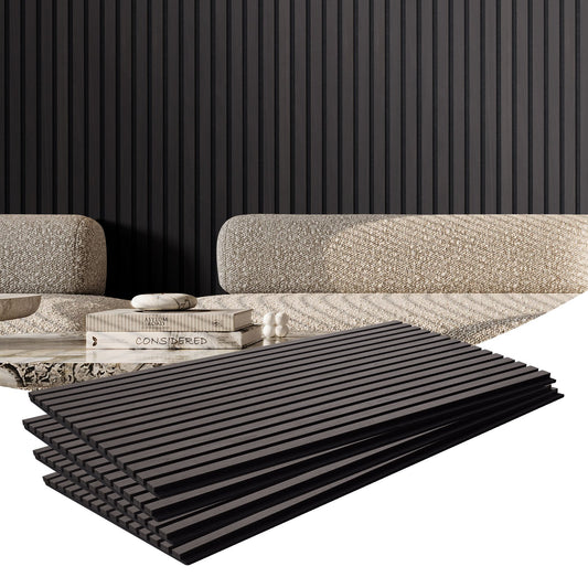 VEVOR Wood Slat Acoustic Panels, 23.6 x 47.2 inch, MDF Accent Wooden Wall Panels for Modern Interior Wall Decor, Faux Wood Wall Board Panels for Noise Reduction, Black Oak - FHXWBTQBHXML4QH6IV0 - view 1