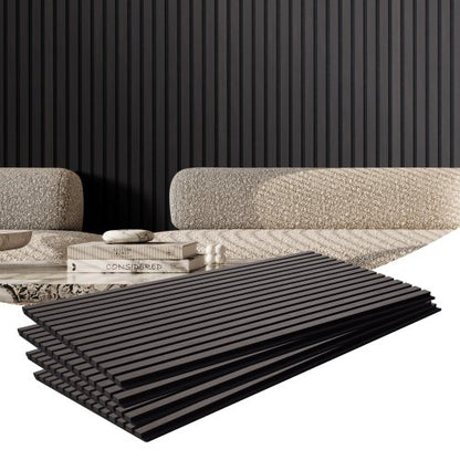 VEVOR Wood Slat Acoustic Panels, 23.6 x 47.2 inch, MDF Accent Wooden Wall Panels for Modern Interior Wall Decor, Faux Wood Wall Board Panels for Noise Reduction, Black Oak - FHXWBTQBHXML4QH6IV0 - view 2