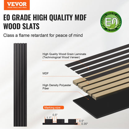 VEVOR Wood Slat Acoustic Panels, 7.9 x 94.5 inch, MDF Accent Wooden Wall Panels for Modern Interior Wall Decor, Faux Wood Wall Board Panels for Noise Reduction, Black Oak - FHXWBTQBHXMLTGWBMV0 - view 3