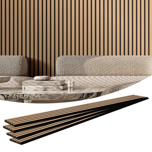 VEVOR Wood Slat Acoustic Panels, 7.9 x 94.5 inch, MDF Accent Wooden Wall Panels for Modern Interior Wall Decor, Faux Wood Wall Board Panels for Noise Reduction, Light Oak - FHXWBTQBQXMLJP625V0 - view 2