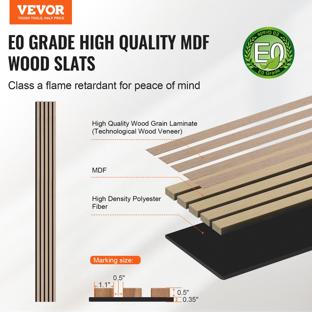 VEVOR Wood Slat Acoustic Panels, 7.9 x 94.5 inch, MDF Accent Wooden Wall Panels for Modern Interior Wall Decor, Faux Wood Wall Board Panels for Noise Reduction, Silver Wood - FHXWBTQBYML7LX06FV0 - view 3