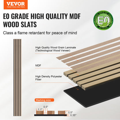 VEVOR Wood Slat Acoustic Panels, 7.9 x 94.5 inch, MDF Accent Wooden Wall Panels for Modern Interior Wall Decor, Faux Wood Wall Board Panels for Noise Reduction, Silver Wood - FHXWBTQBYML7LX06FV0 - view 3