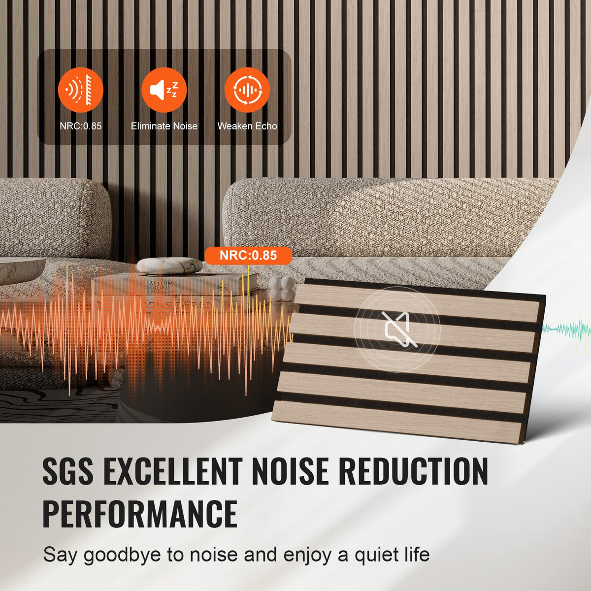 VEVOR Wood Slat Acoustic Panels, 7.9 x 94.5 inch, MDF Accent Wooden Wall Panels for Modern Interior Wall Decor, Faux Wood Wall Board Panels for Noise Reduction, Silver Wood - FHXWBTQBYML7LX06FV0 - view 5