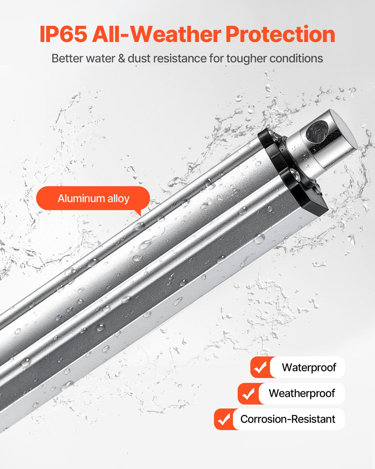 VEVOR 12V Linear Actuator, 12 Inch IP65 Waterproof Linear Actuator, 675lbs/3000N 0.2"/s Motion Actuators with Mounting Bracket for Outdoor Use - FHXXXZXQ12INHKP03001V9 - view 5