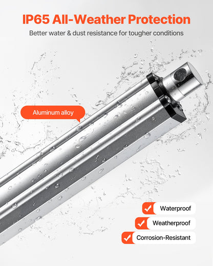 VEVOR 12V Linear Actuator, 12 Inch IP65 Waterproof Linear Actuator, 675lbs/3000N 0.2"/s Motion Actuators with Mounting Bracket for Outdoor Use - FHXXXZXQ12INHKP03001V9 - view 5