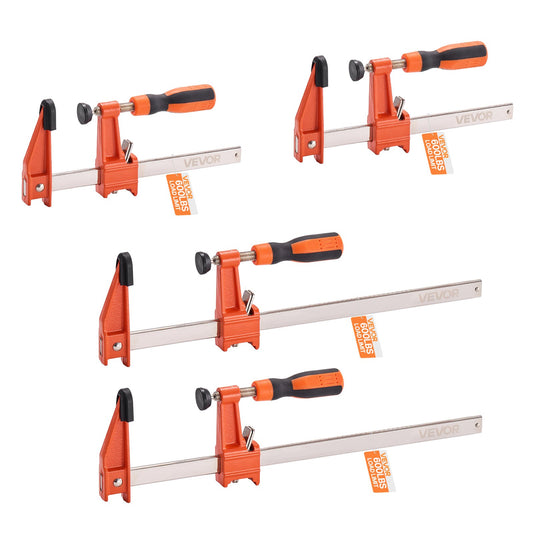 VEVOR Bar Clamps for Woodworking, 2-Pack 6 inch and 2-Pack 12 inch, Lockable F-Clamp with 600 lbs Load Limit, 2-1/2 inch Depth, Cast Iron and Carbon Steel, Wood Clamps for Woodworking Metal Working - FJ12INCH4ZTD5D0S0001V0 - view 1