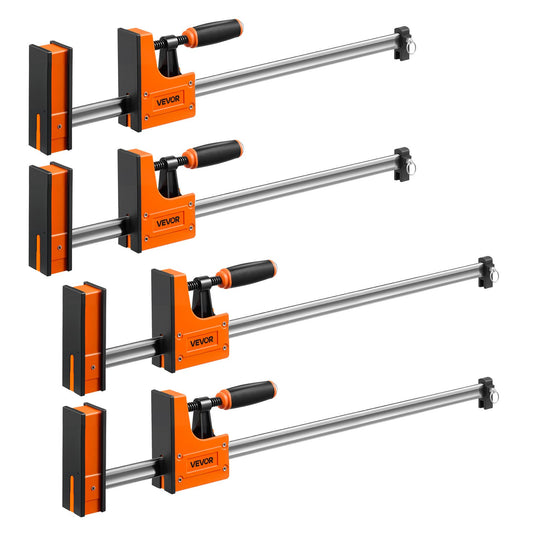 VEVOR Bar Clamps for Woodworking, 4-Pack, 24" and 31" F Clamps, 1100 lbs Load Limit, Clamp/Spreader 2 Modes, Soft Rubber Pads, Ergonomic Handle, Carbon Steel Bar, for Wood Working and Metal Working - FJPXJ4JT24INTO36F001V0 - view 1