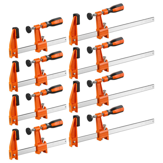 VEVOR Bar Clamps for Woodworking, 8-Pack, 6" and 12" F Clamps, 600 lbs Load Limit, with Plastic Pad and Self-Locking Design, Malleable Iron and Carbon Steel, for Wood Working and Metal Working - FJZTDSD8JT6IBWBGS001V0 - view 1