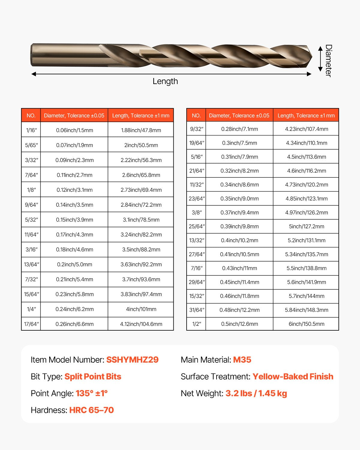 VEVOR Cobalt Drill Bit Set, 29 Pcs, M35 High Speed Steel Cobalt Drill Bits with Storage Case, for Drilling Metal, Stainless Steel, Aluminum Alloy, Wood, Plastic, for Professional Work and Home DIY - FLDZTZGXNGSG2WYY1001V0 - view 8