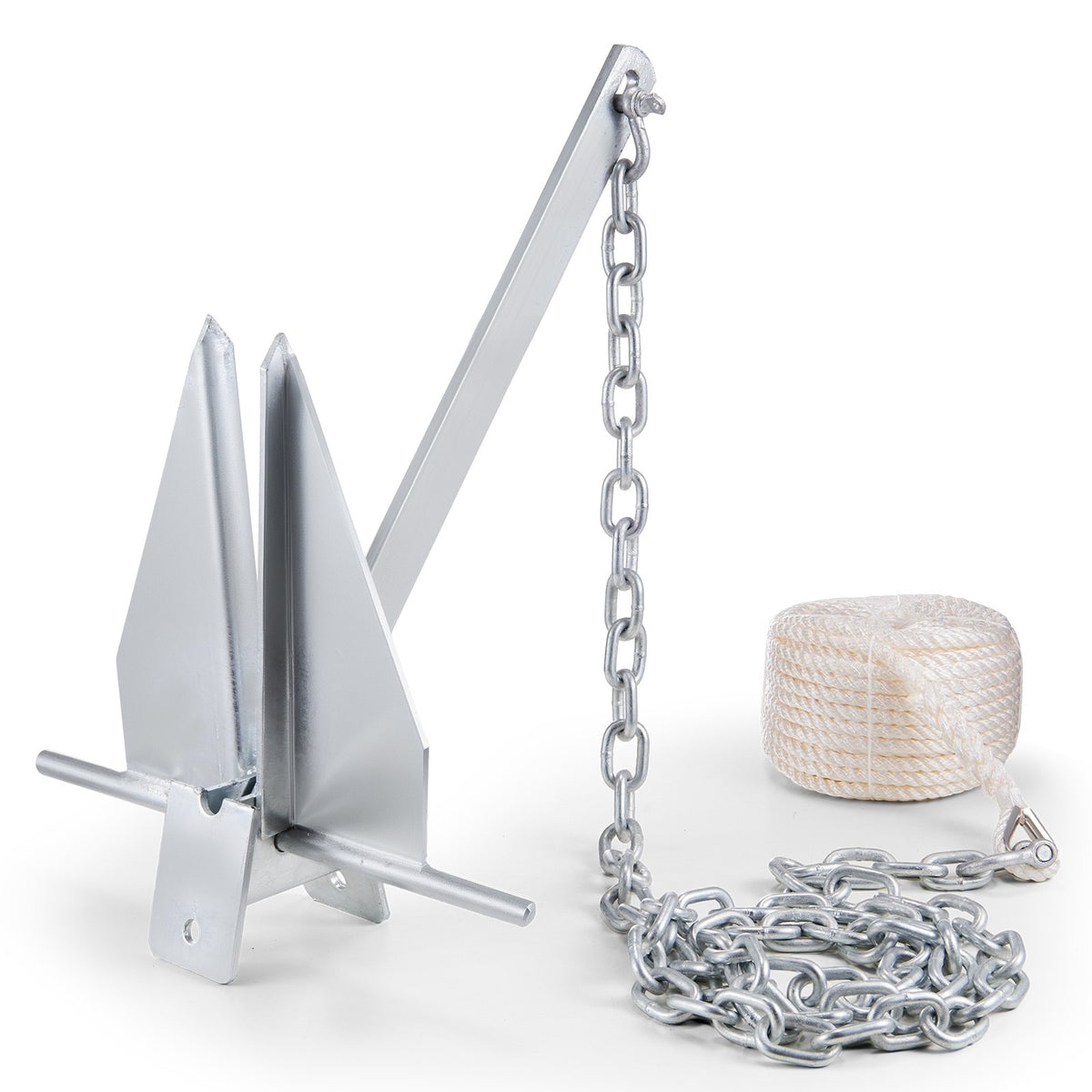 VEVOR Fluke Style Anchor Kit, 13 LBS Hot-Dipped Galvanized Steel Fluke Anchor with 7.9' Chain, 101' Rope and Two 0.4" Shackles, Marine Boat Anchor for Small Vessels Under 30', Seas, Rivers and Shores - FLKMYJTDXG136W8VGV0 - view 10