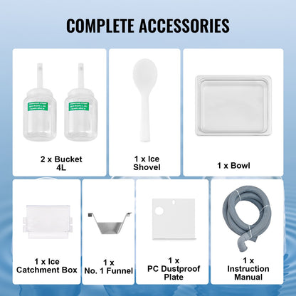 VEVOR Commercial Snowflake Ice Machine, 507LBS/24H Snowflake Ice Maker, Stainless Steel Ice Shaver Machine, Electric Snow Cone Maker, Air Cooling System for Rapid Heat Dissipation, for Bakery, Cafe - FLXNBJFLCMYJDLHFVV1 - view 7