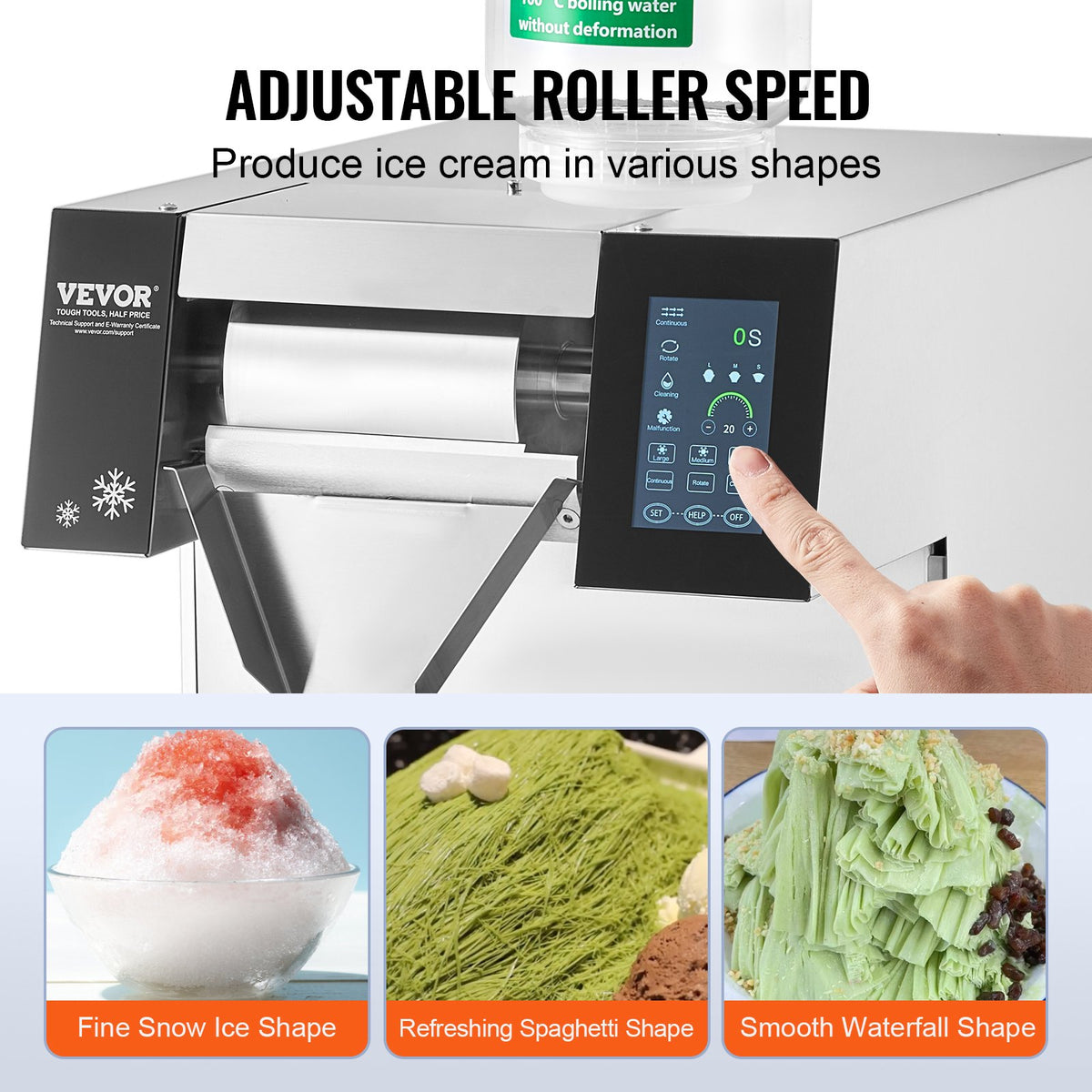 VEVOR Commercial Snowflake Ice Machine, 573LBS/24H Snowflake Ice Maker, Stainless Steel Ice Shaver Machine, Electric Snow Cone Maker, Air Cooling System for Rapid Heat Dissipation, for Bakery, Cafe - FLXNBJFLCMYJP3952V1 - view 4