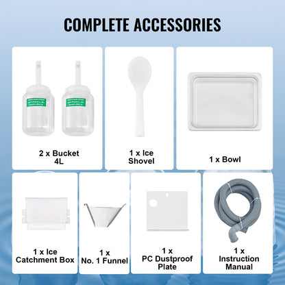 VEVOR Commercial Snowflake Ice Machine, 573LBS/24H Snowflake Ice Maker, Stainless Steel Ice Shaver Machine, Electric Snow Cone Maker, Air Cooling System for Rapid Heat Dissipation, for Bakery, Cafe - FLXNBJFLCMYJP3952V1 - view 7