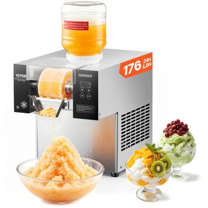 VEVOR Commercial Snowflake Ice Machine, 176.4LBS/24H Snowflake Ice Maker, Stainless Steel Ice Shaver Machine, Electric Snow Cone Maker, Air Cooling System for Rapid Heat Dissipation, for Bakery, Cafe - FLXNBJFLLEDPEG7B6V1 - view 2