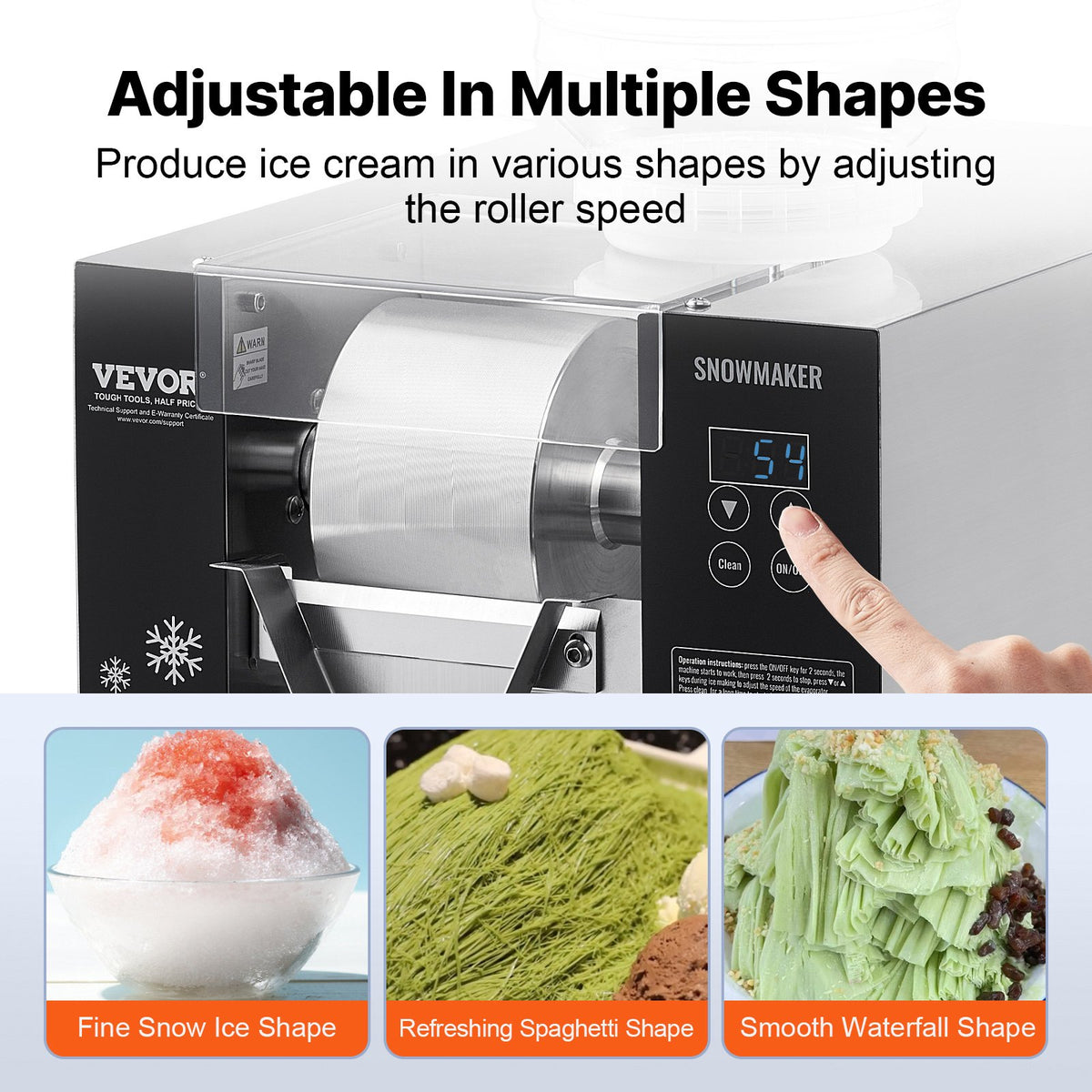 VEVOR Commercial Snowflake Ice Machine, 176.4LBS/24H Snowflake Ice Maker, Stainless Steel Ice Shaver Machine, Electric Snow Cone Maker, Air Cooling System for Rapid Heat Dissipation, for Bakery, Cafe - FLXNBJFLLEDPEG7B6V1 - view 4