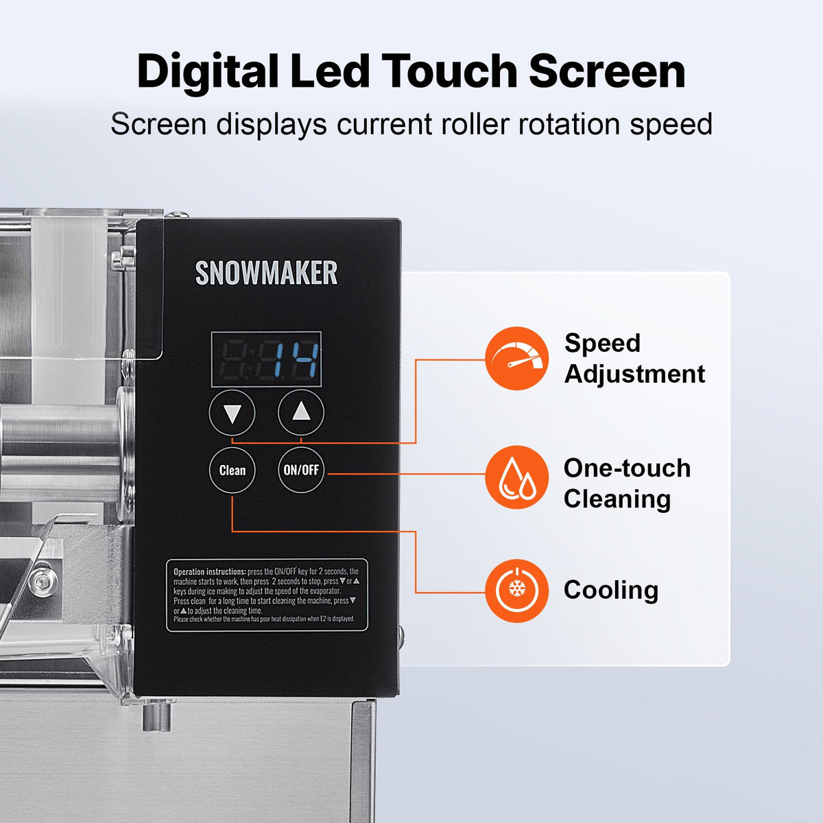 VEVOR Commercial Snowflake Ice Machine, 176.4LBS/24H Snowflake Ice Maker, Stainless Steel Ice Shaver Machine, Electric Snow Cone Maker, Air Cooling System for Rapid Heat Dissipation, for Bakery, Cafe - FLXNBJFLLEDPEG7B6V1 - view 5