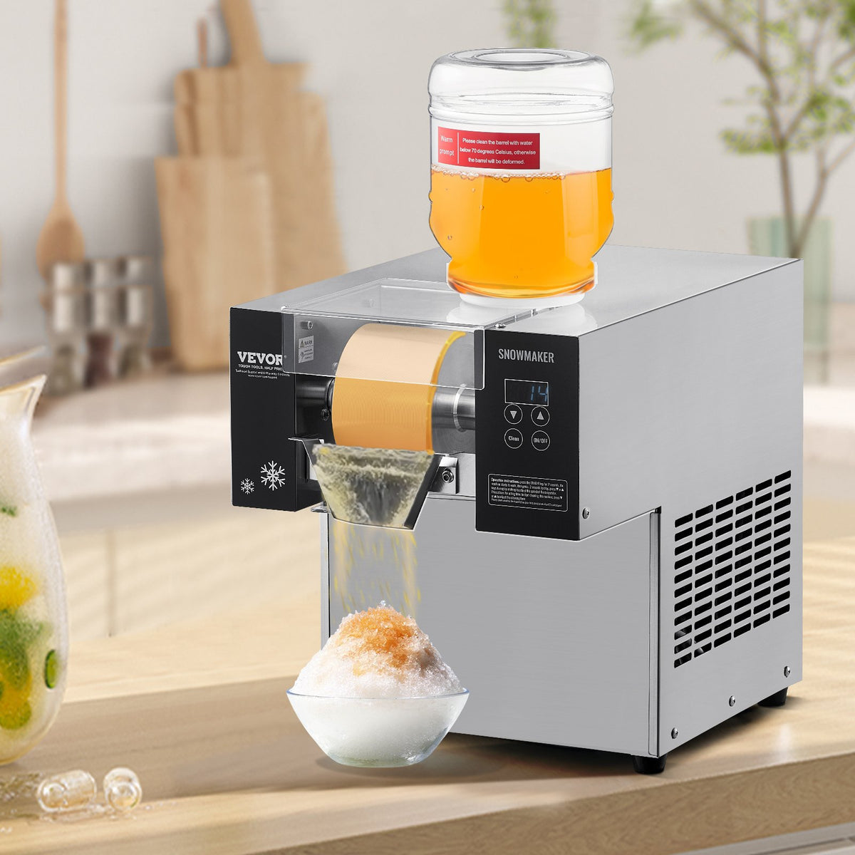 VEVOR Commercial Snowflake Ice Machine, 176.4LBS/24H Snowflake Ice Maker, Stainless Steel Ice Shaver Machine, Electric Snow Cone Maker, Air Cooling System for Rapid Heat Dissipation, for Bakery, Cafe - FLXNBJFLLEDPEG7B6V1 - view 9