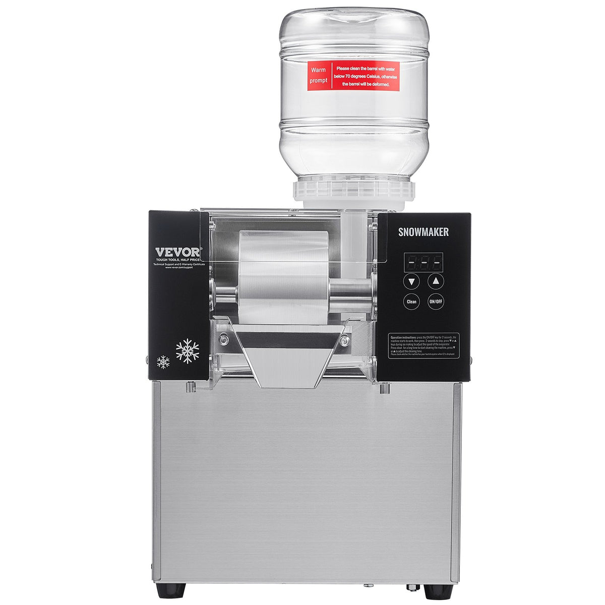 VEVOR Commercial Snowflake Ice Machine, 176.4LBS/24H Snowflake Ice Maker, Stainless Steel Ice Shaver Machine, Electric Snow Cone Maker, Air Cooling System for Rapid Heat Dissipation, for Bakery, Cafe - FLXNBJFLLEDPEG7B6V1 - view 10