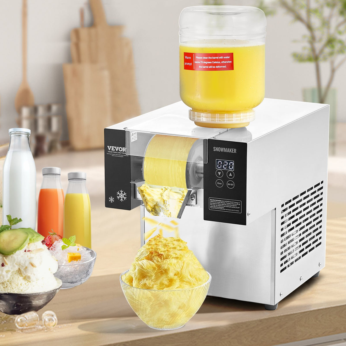 VEVOR Commercial Snowflake Ice Machine, 375LBS/24H Snowflake Ice Maker, Stainless Steel Ice Shaver Machine, Electric Snow Cone Maker, Air Cooling System for Rapid Heat Dissipation, for Bakery, Cafe - FLXNBJFLLEDPXZ9CHV1 - view 9
