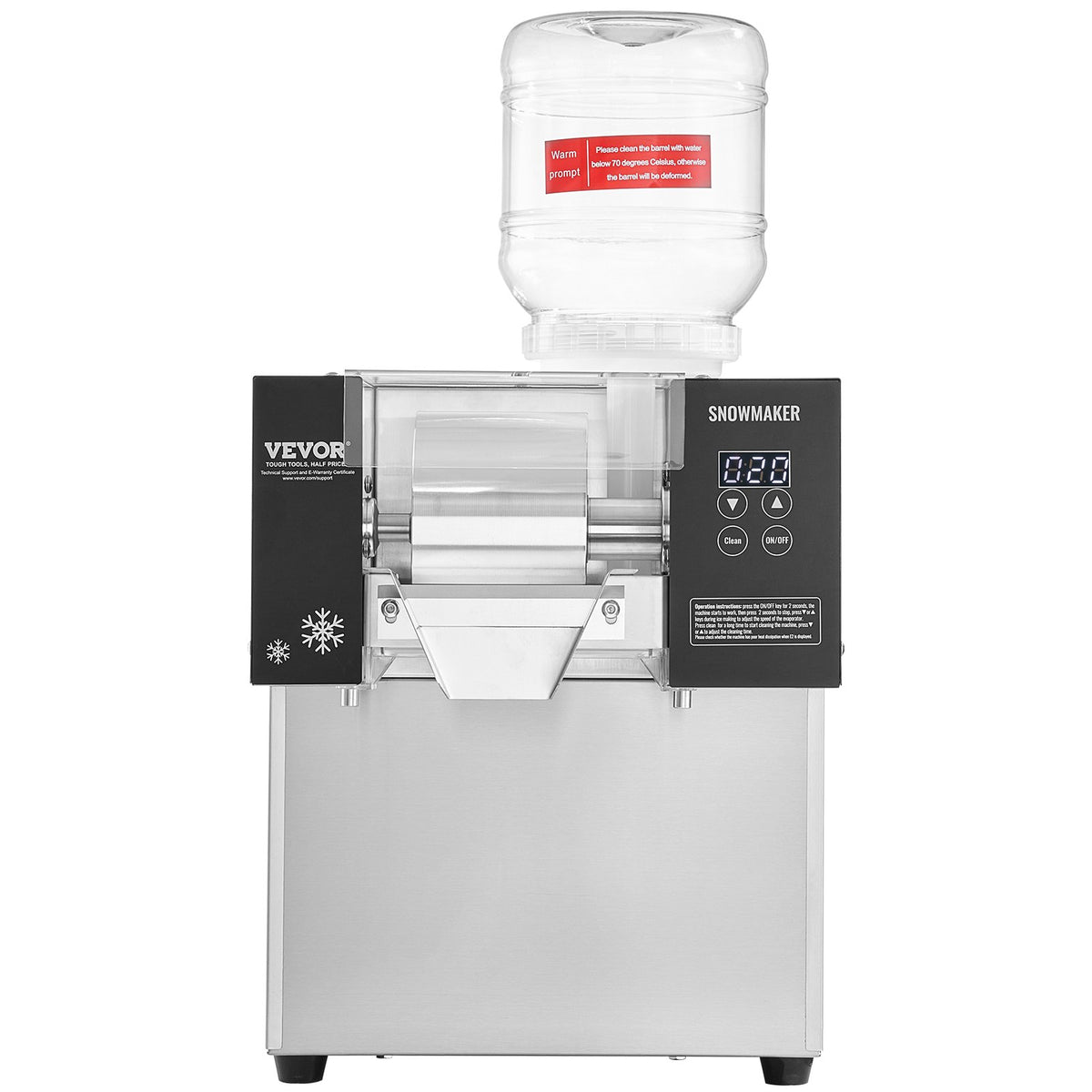 VEVOR Commercial Snowflake Ice Machine, 375LBS/24H Snowflake Ice Maker, Stainless Steel Ice Shaver Machine, Electric Snow Cone Maker, Air Cooling System for Rapid Heat Dissipation, for Bakery, Cafe - FLXNBJFLLEDPXZ9CHV1 - view 10