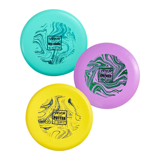 VEVOR Disc Golf Set, 3 Pack Disc Golf Starter Set, Beginners Flying Discs for Full-Body Strength Training, with Putter, Mid-Range, Driver for Outdoor Backyard, Lawn, Beach, and Park - FPGEFRMTZ3GZKGORC001V0 - view 1