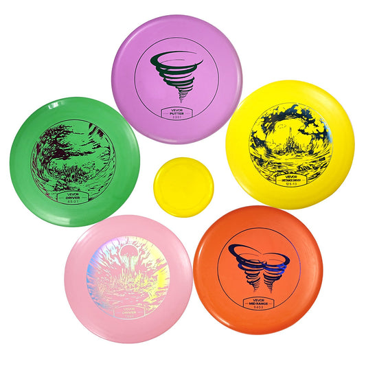 VEVOR Disc Golf Set, 5 PCS Beginners Flying Discs, Disc Golf Starter Set for Full-Body Strength Training, with Putter, Mid-Range, Driver, Mini Marker, for Outdoor Backyard, Lawn, Beach - FPGEFRMTZ51GLMZLR001V0 - view 1