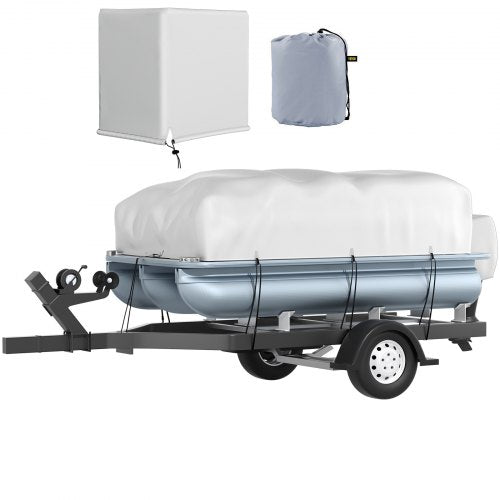 VEVOR Pontoon Boat Cover, Fit for 17\'-20\' Boat, Heavy Duty 600D Marine Grade Oxford Fabric, UV Resistant Waterproof Trailerable Boat Cover with 2 Support Poles and 7 Wind-Proof - FQCZYCYCB21245KUNV0 - view 1